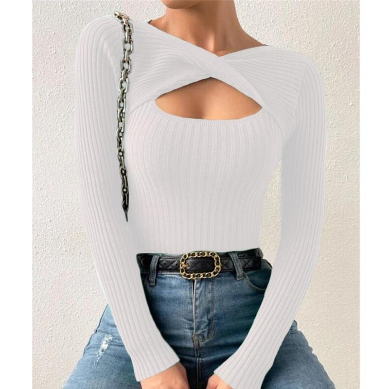 Podzim Zima Pletený svetr pro ženy Pulovry a svetry s dlouhým rukávem Dámské Základní úplety Topy