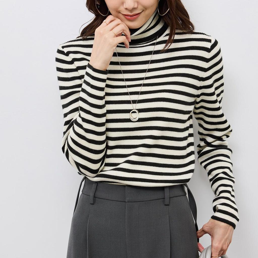 ROPE PICNIC Rib Turtle Knit F Anti-Pilling Pullover/Easy Care, Off-White (17)