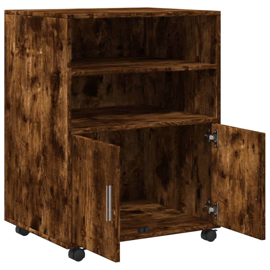Rolling Cabinet Smoked Oak 60 X 48 X 81 Cm Particleboard