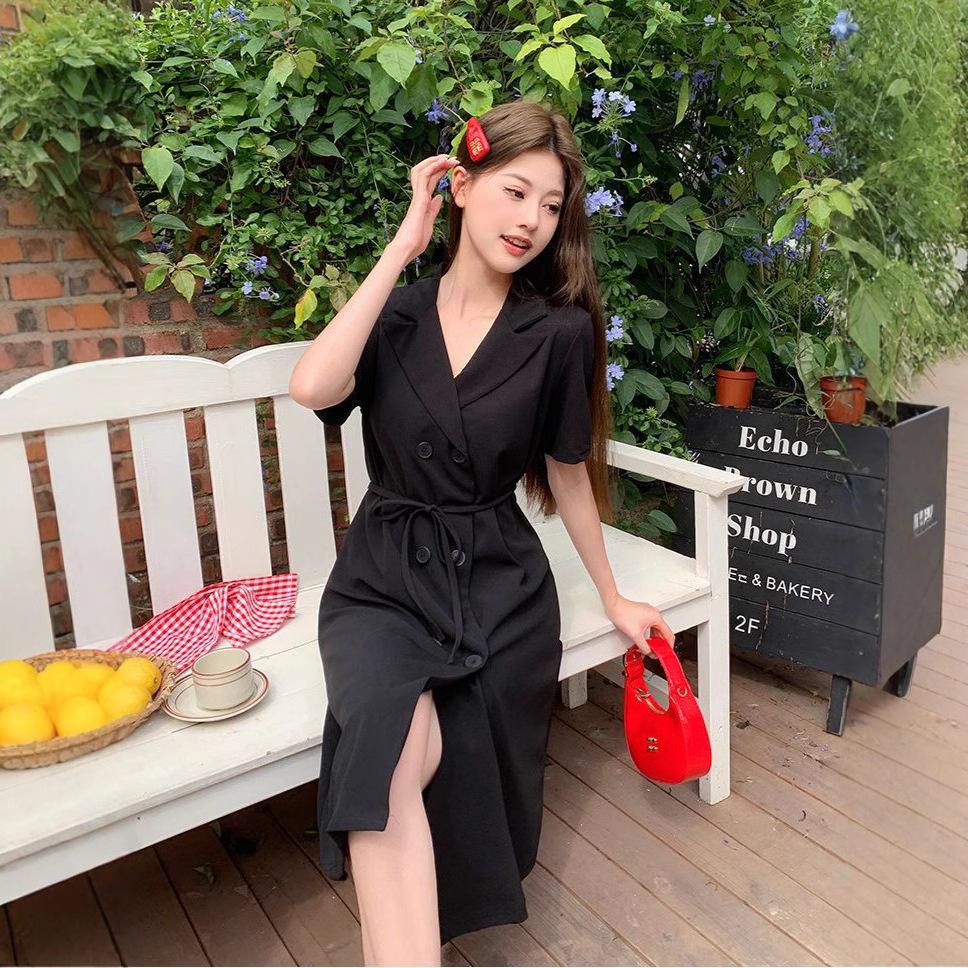 

Французское Высококлассное Привлекательное Платье в Королевском Стиле из Двух Частей, Подчеркивающее Талию и Стройнящее, Длинное, для Женщин M чёрный