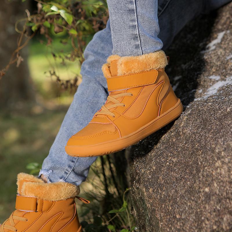 Winter Kids Wide Toe Barefoot Snow Boots Boys Girls Warm Fur Lined Shoes for Boys Girls Cold Weather Outdoor Sneakers Non-slip