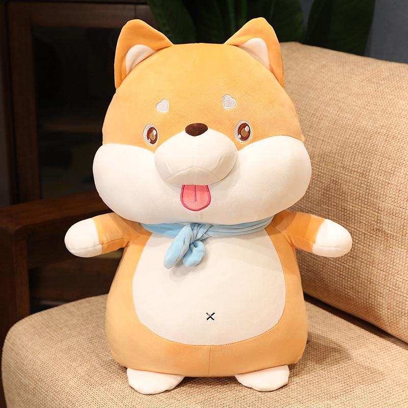 30Cm-60Cm Soft Stuffed Chubby Cartoon Husky Shiba Inu Plush Toys Comfy Fluffy Huggable Doggy Doll Warm Cute Accompany In Winter