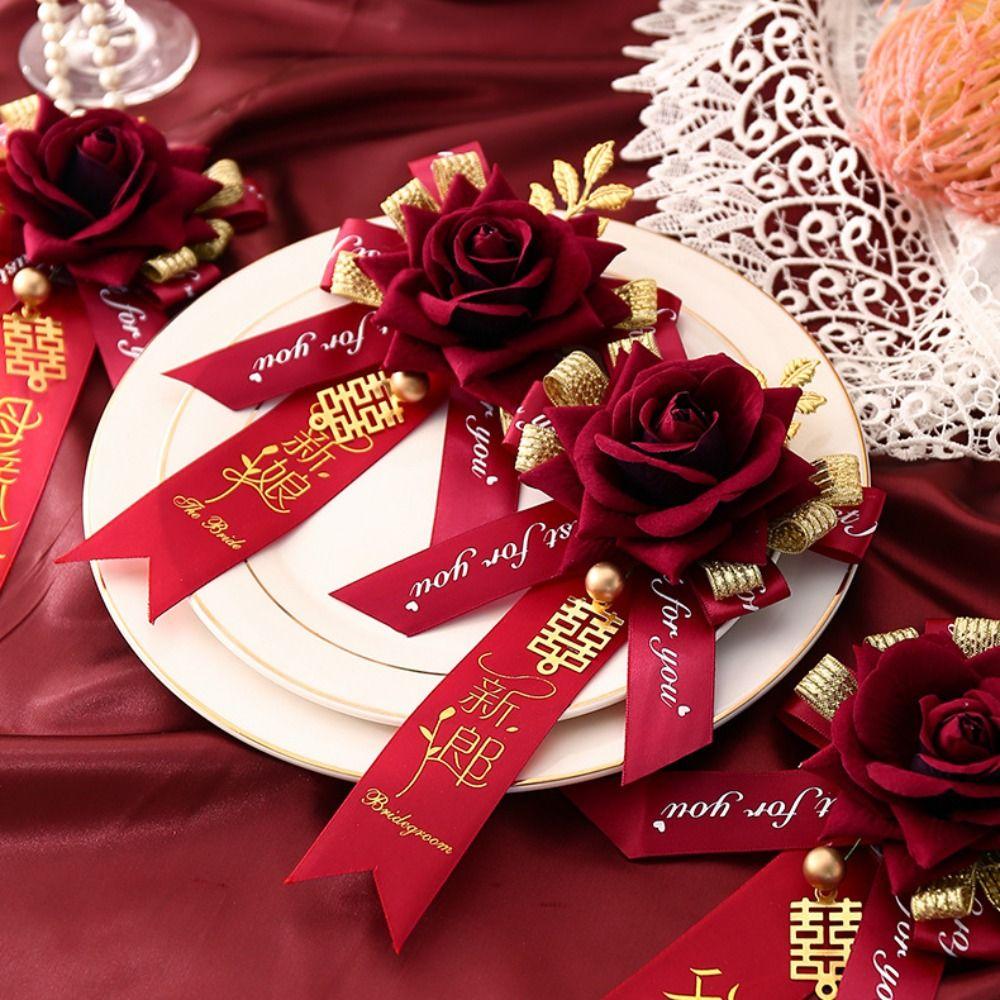Flower Bridesmaid Decorative Chinese Style Corsage Groom Brooch Wedding Corsage Bride Brooch