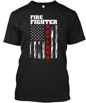 Fire Fighter Retired Distressed Americ T Shirt Made In the USA Size S To 5XL