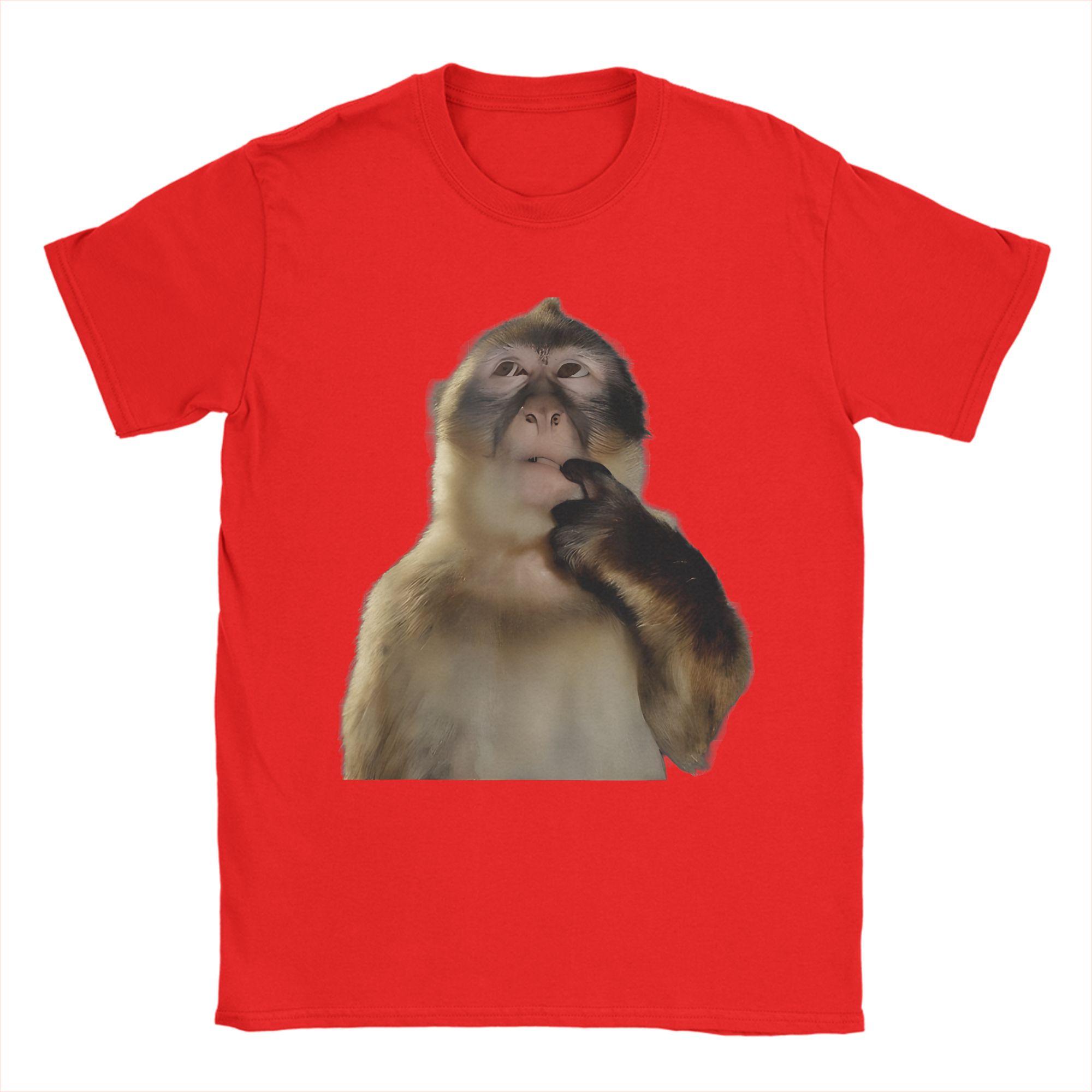 Funny Thinking Monkey Meme Merch Unisex Women T Shirt 100 Cotton Tee Print  Tshirt Clothes S