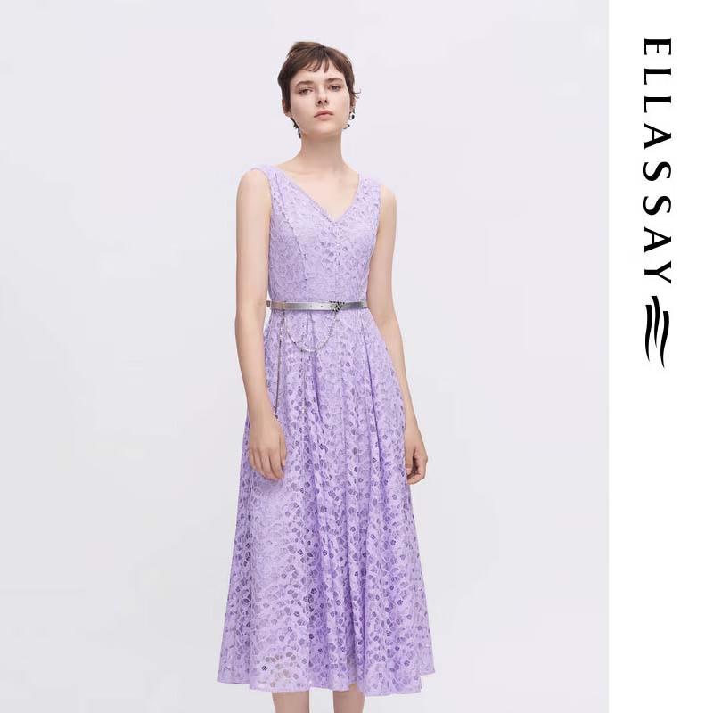

ELLASSAY Elegant Textured Lace V-Neck Midi Dress EWF342Y15200 L