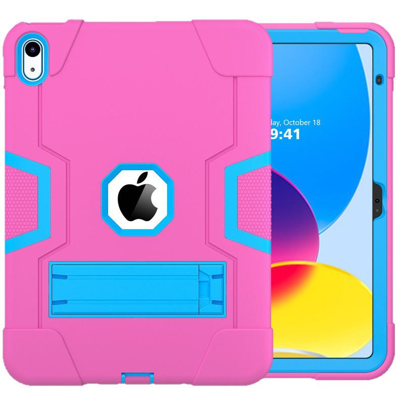 iPad 10th Gen 2022 Silicone Case with Stand, Drop-proof, Color Block Design, Full Coverage for iPad A16 11th Gen