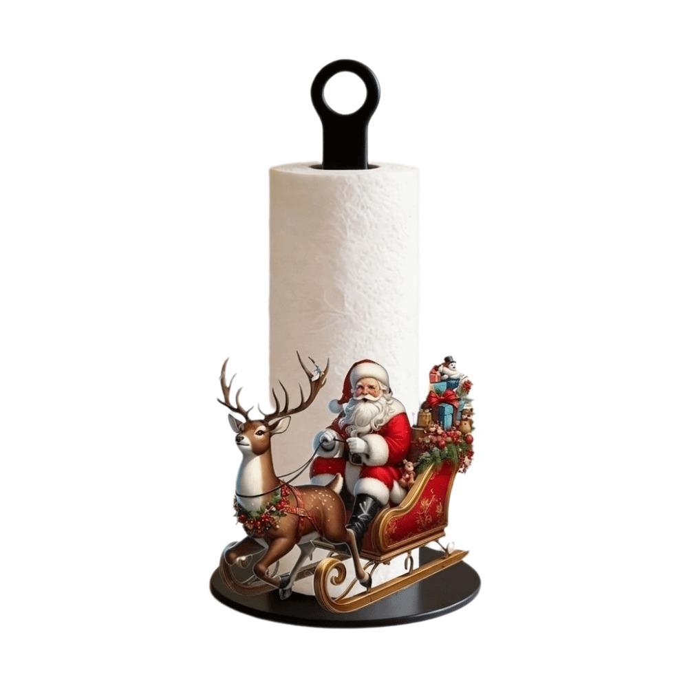 Wooden Base Santa Claus Towel Stand Acrylic Roll Paper Towel Holder Tissue Stand Dining Table