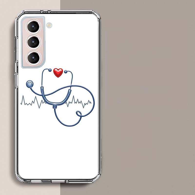Nurse Medical Stethoscope Phone Case For Samsung S25+ Edge Galaxy S24 FE S23 Ultra Capa Shell S22+ S21 Plus S20 FE Cover Silicon
