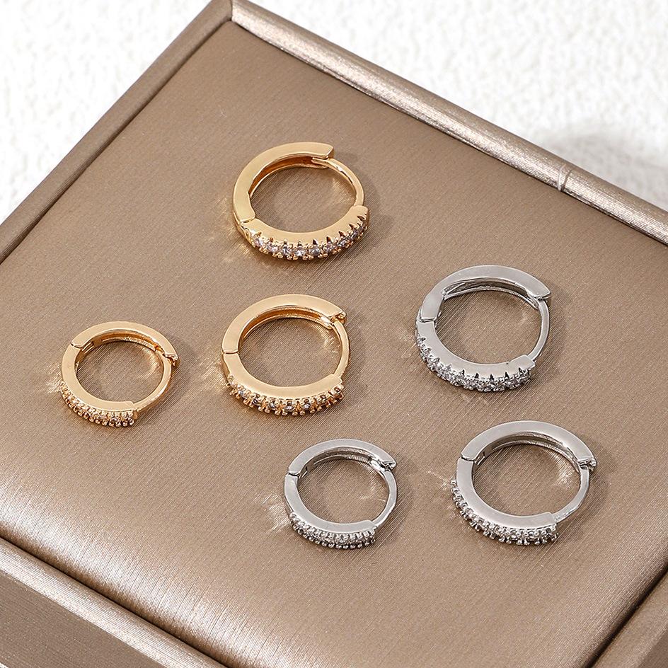 Round Diamond Earrings Ear Buckle Set Women's Simple Temperament Earrings Premium Ear Jewelry