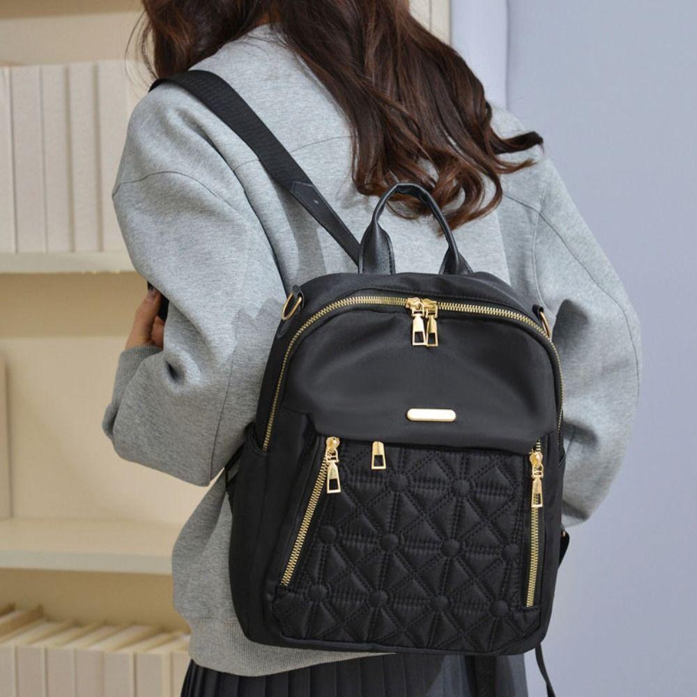 Oxford Cloth Simple Luxury Backpack Small Pack Retro Backpack Solid Color Shoulder Bag  Students