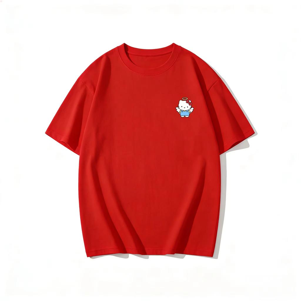 2026 new Summer HelloKitty Cute Graphic Tee Casual Short Sleeve Cotton Top for Women Girls Kawaii Cartoon Print Streetwear