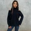2024 Fall/Winter Women's Off-the-Shoulder Turtleneck Sweater: Sexy European-American Style, Loose-Fit Pullover Tops