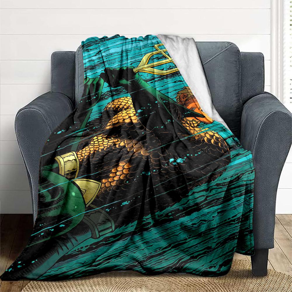 

1pc Aquaman, Trident Flannel Throw Blanket Soft, Warm & Cozy for Couch, Bed, Office, and Travel Versatile All Season Gift, Christmas present 80x120cm