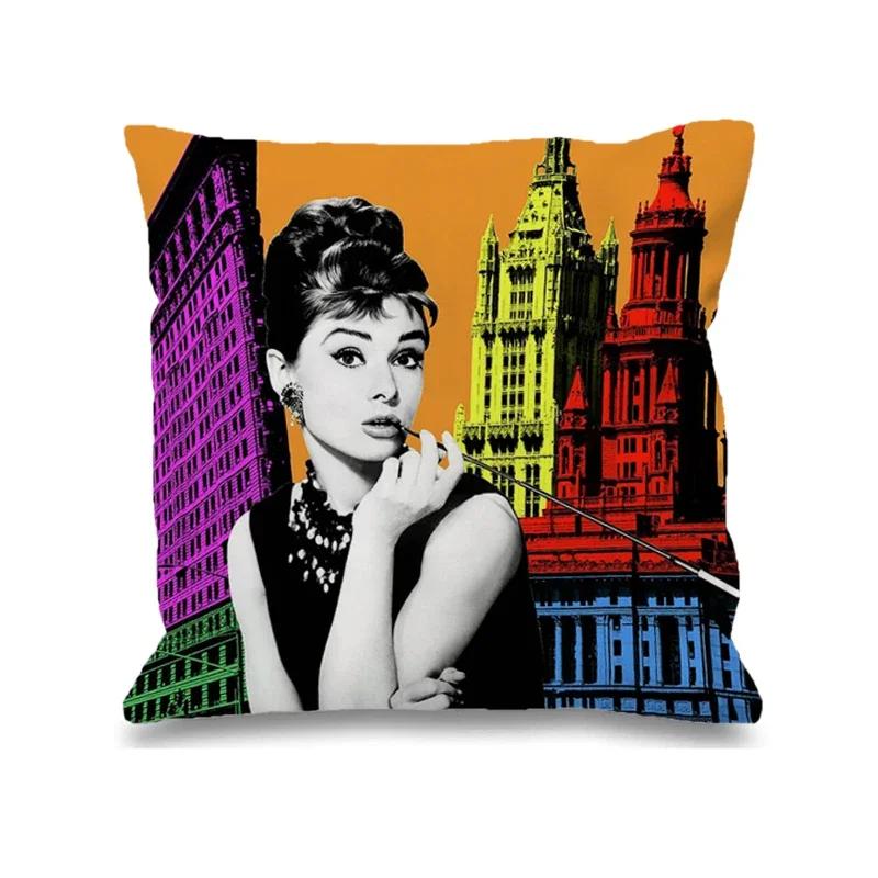 Audrey Hepburn Kissen Stuhlkissen Heim und Dekoration Doppelbettwäsche Kissenbezug Dekor 40x40 Kissenbezüge Dekorative Hülle