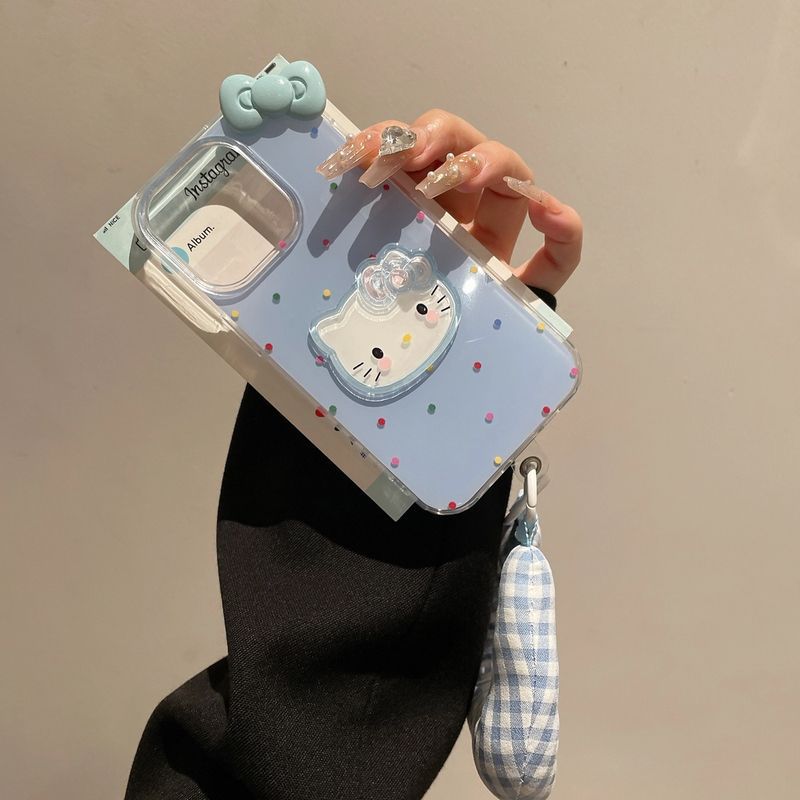 Colorful Polka Dots Cute KT Cat Suitable for Apple 16 ProMax Mobile Phone Case IPhone 15 New Model