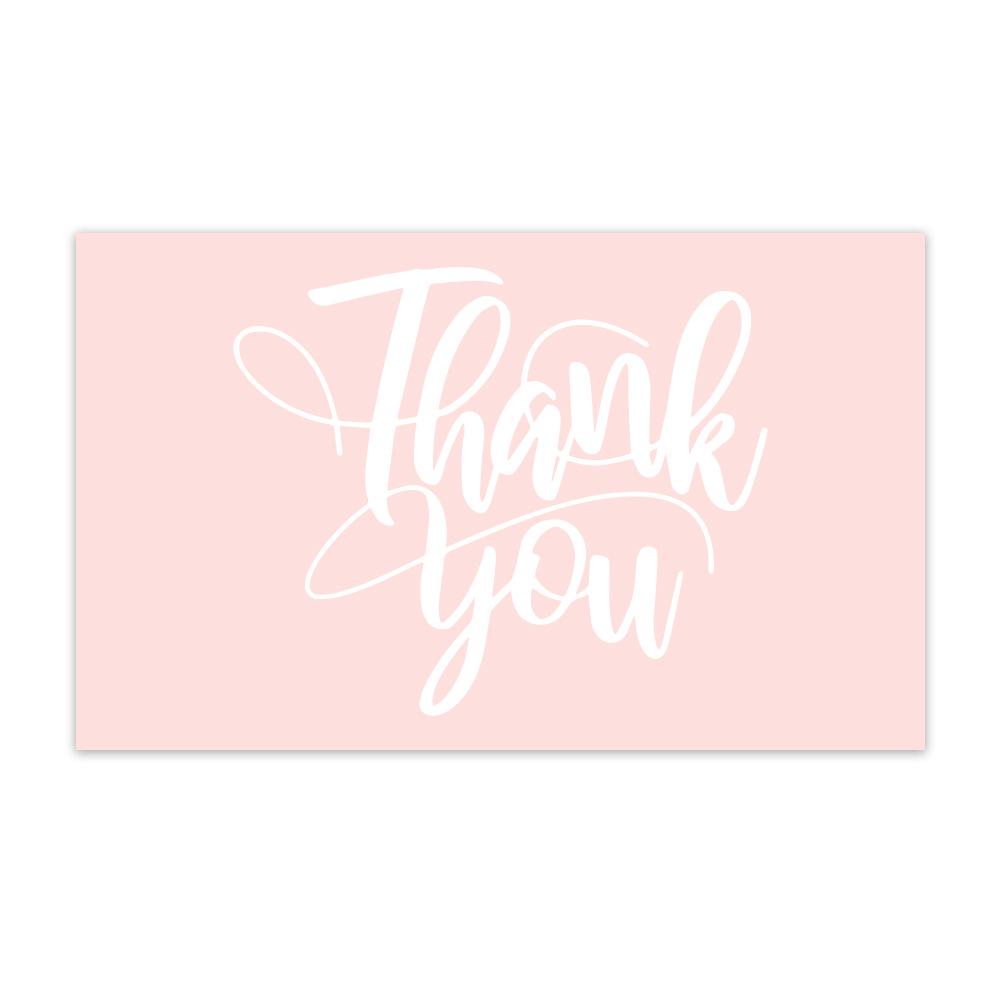 Green Leaf Thank You Card with Pink Packaging - Coated Paper Gift Card