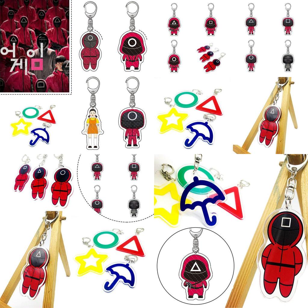 Squid Game Keychain Durable Acrylic Cartoon Keyring For Unique Fashion Statement