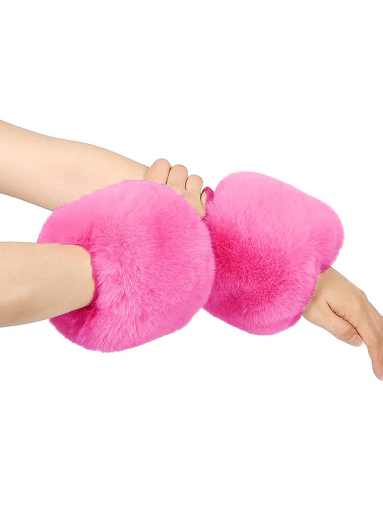 

1 Pair Faux Fur Short Wrist Cuff, Elegant & Cute Fingerless Arm Warmer Sleeve For Women, Suitable For Daily Wear, Party, New Year Events