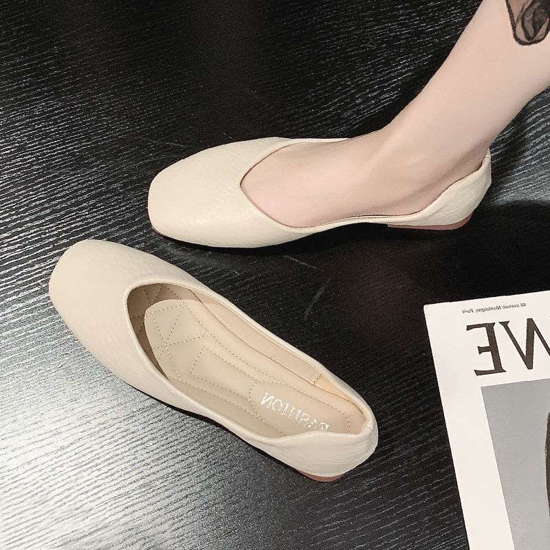 Square head Doudou shoes women's 2025 spring and summer new single shoes flat sole soft sole non-slip comfortable shallow mouth mother shoes maternity