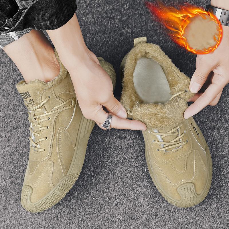 Мужские плюшевые теплые и модные высокие рабочие ботинки — фото 12