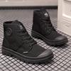 Breathable High-Top Canvas Military-Style Boots | Men's & Women's Unisex Ankle Support Shoes - Durable Rubber Sole, Round Toe Lace-Up Design