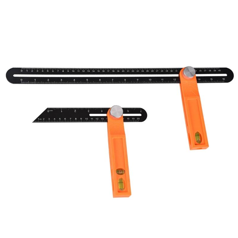Quadratisches Messwerkzeug Schiebendes T-Winkelmesser Wasserwaage Lineal mit Libelle Winkelmesser
