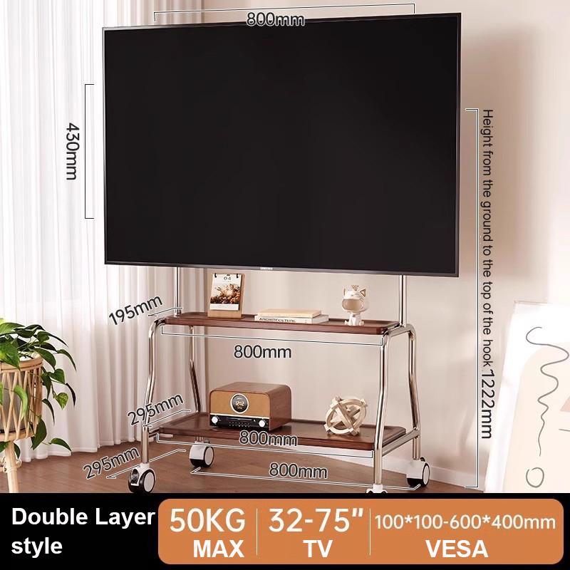 Rollbarer Boden-TV-Ständer für 32-75 Zoll LCD LED Flachbild-/Curved-Panel-Fernseher TV-Wagen Hält bis zu 110 Pfund Max VESA 600x400mm