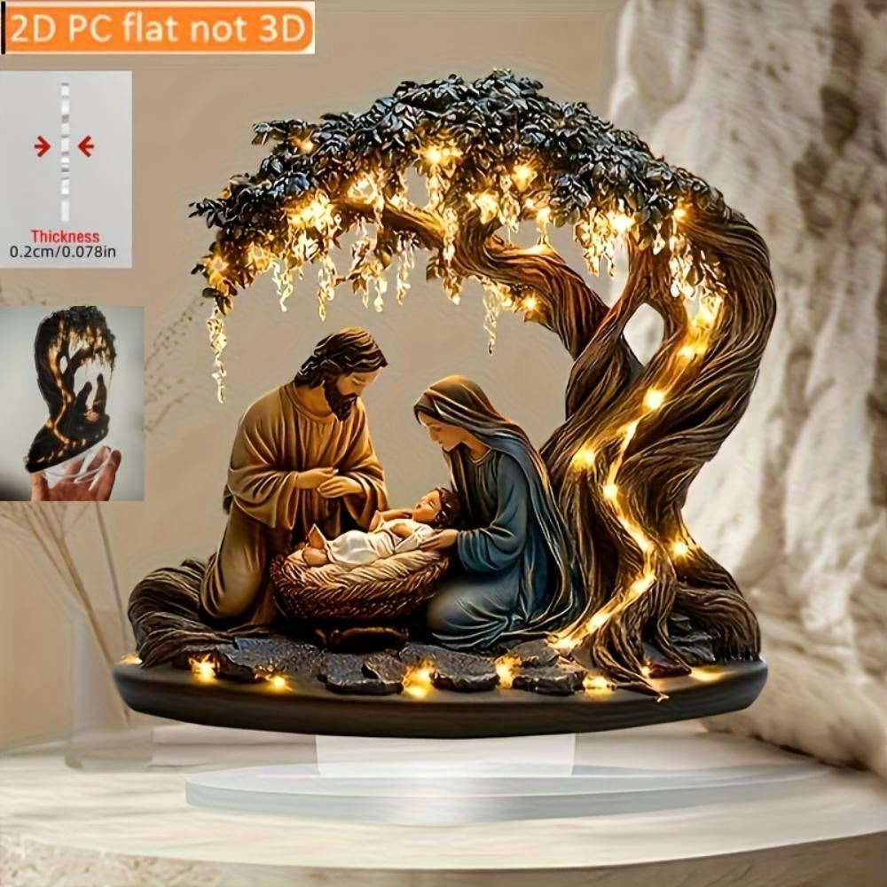 2D плоская рождественская сцена настольное украшение - акриловый 2D плоский символ, подарок для дома, офиса, гостиной, спальни, праздничное настольное украшение