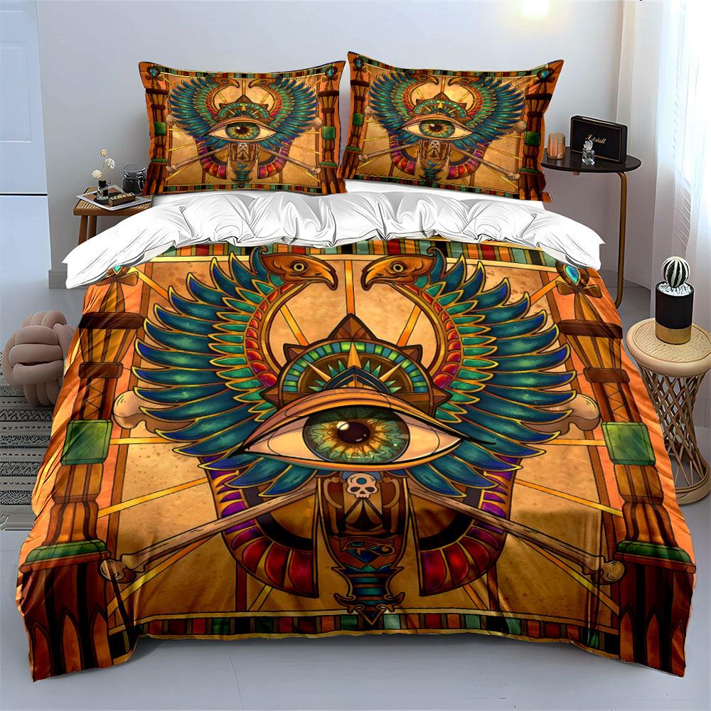 Egyptian Eye Art Decoration Set Soft Comfortable Duvet Cover Bedding Set Included 1*Duvet Cover & 2*Pillowcases, Gift