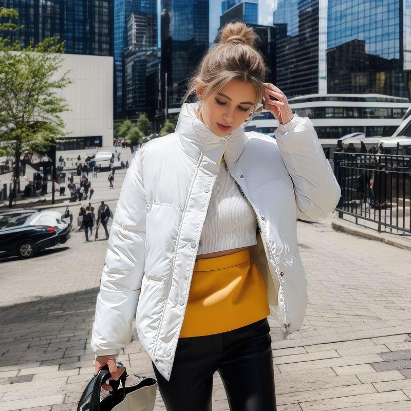 Women's Winter Jacket 2026 Winter Women High Collar Thicken Warm Cottonjacket Women Pure Callor Casual Parkas Women's Coat
