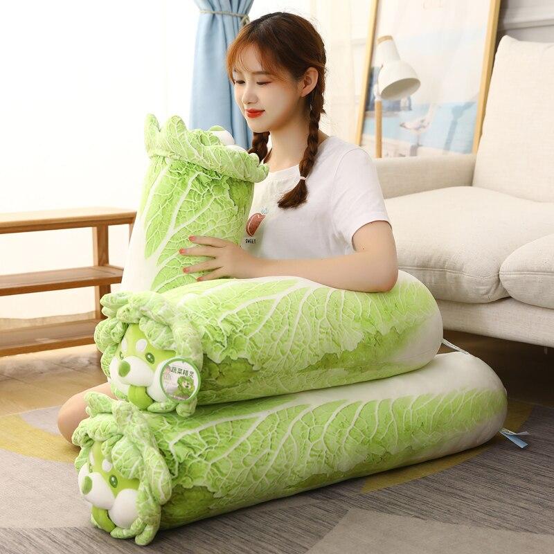 40 -90cm Creative Green &White Chinese Cabbage Dog Plush Toy Soft Cartoon Vegetable Plants Stuffed Doll Comfortable Pillow Gifts