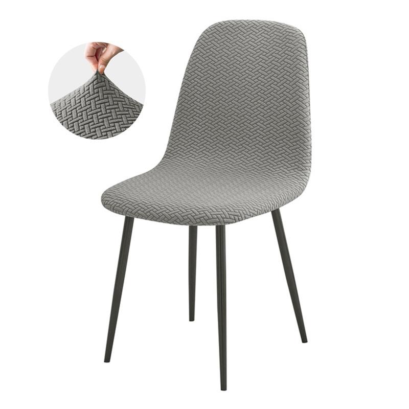 Simple Solid Color Herringbone Shell-shaped Seat Cover Rocking Fleece Jacquard Universal Hotel Dining Chair Cover Chair Cover