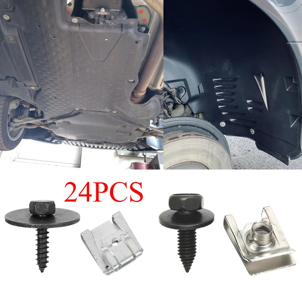 24Pcs Car Engine Undertray Fixing Clips Screws Under Cover Rivet Fasteners For Mercedes G S E C Class W203 W204 SL GL GLC