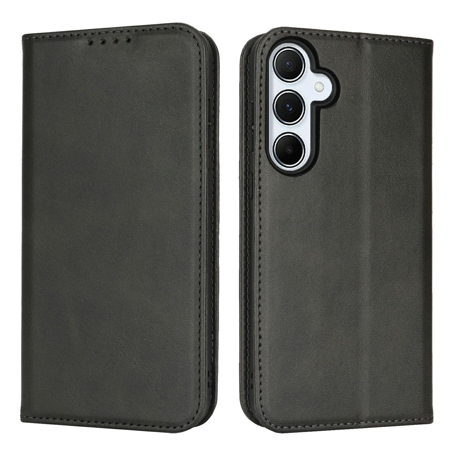 

Чехол для Samsung Galaxy S24 FE из искусственной кожи с текстурой теленка, магнитная застежка, чехол для смартфона Black