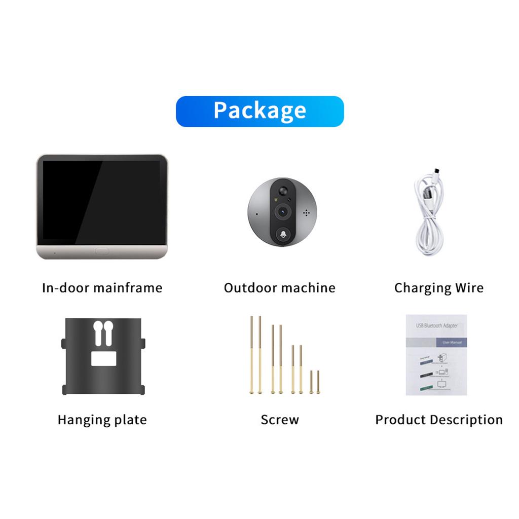 4.3 Inch HD 1080P Video Recording Smart Doorbell with Remote Smartphone Access and Anti-theft Cat Eye for Home Security
