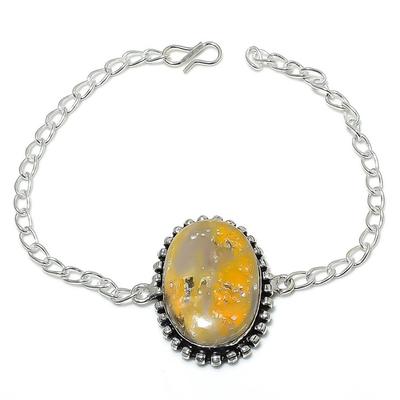 Natürlicher Hummeljaspis Edelstein 925 Sterlingsilber Armband 7-8" Y8u02
