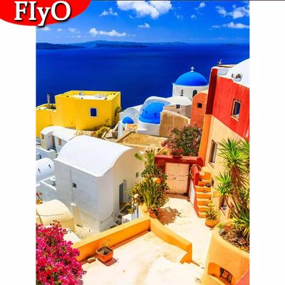 5D-Diamantgemälde „Santorini-Stadt“, voller Bohrer, quadratisch, DIY-Diamant-Stickerei, Landschaft, Diamant-Mosaik, Bastelset, Wandkunst