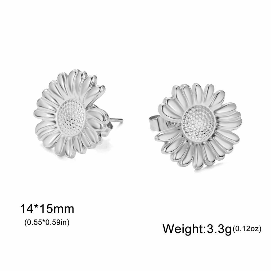 Flowers Stud Earrings Women Stainless Steel Gold Earring Trendy Daisy Cherry Blossom Jewelry Valentine Gift