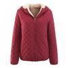 Warm Solid Color Quilted Coat Outwear for Autumn Winter Ladies Female Women Casual Cotton Jacket Loose Fit Hooded Long Sleeves Zipper Pocket