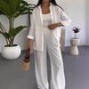 European & American Women's Solid Color Two-Piece Set: Spring/Summer 2025 - Loose Top & Casual Wide-Leg Pants