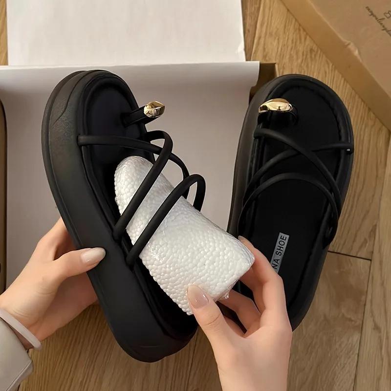 Fashion Original Women's Summer High Heels Slope Heel Thi Bot Sandals Beautiful Strap Slippers Comfortable PU Material Rubber Sole