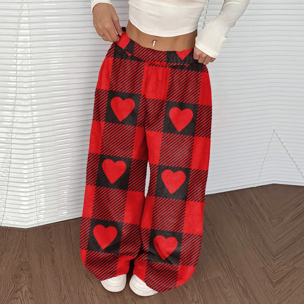 Women's Casual And Fashionable Printed Elastic Waist Loose Wide Leg Pants