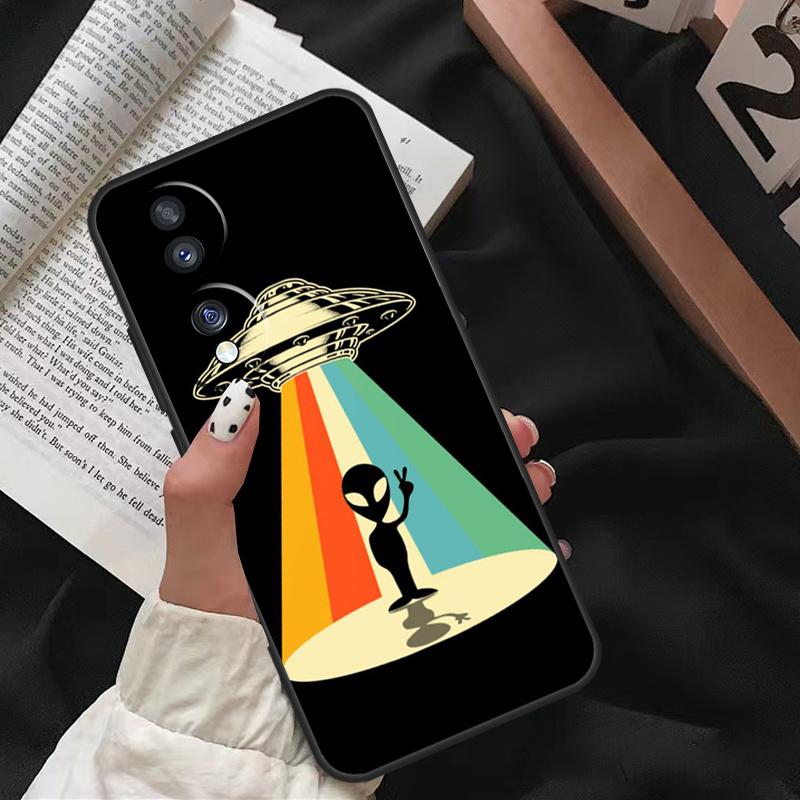 Cartoon Space Alien UFO Case For Honor X8 X9 X7 X6 a 8X 9X X9a Cover For Honor Magic 5 Pro 10 50 70 90 Lite Coque