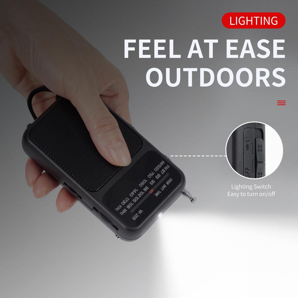 Compactly FM AM Radio With Pointers Designs Supports Type C Charging And Batteries for Outdoor Activity Use