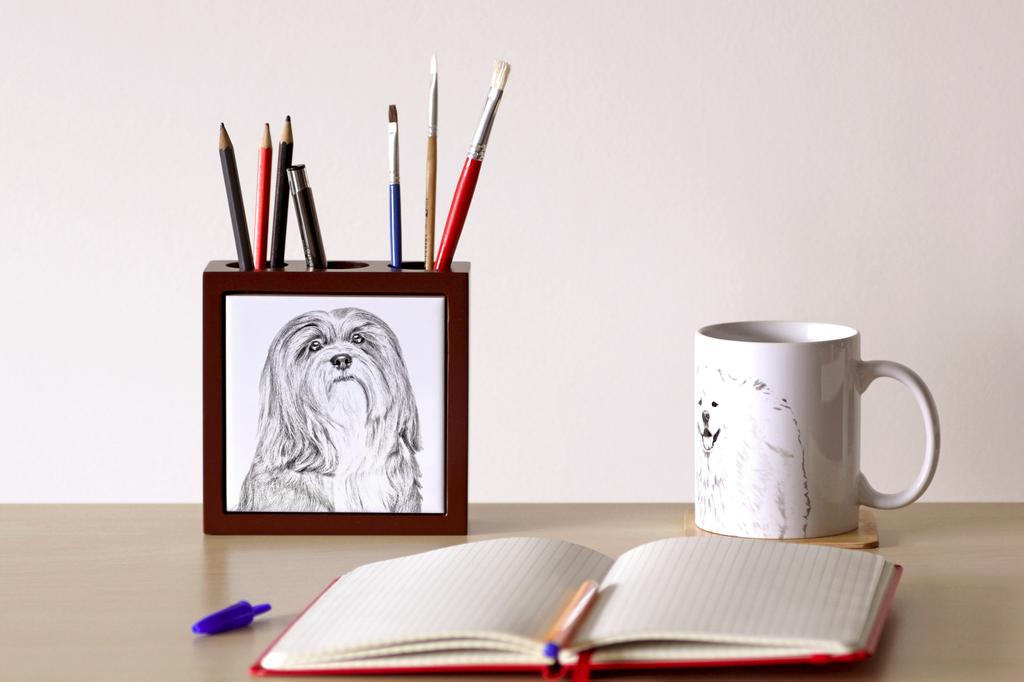 Lhasa Apso – Pen holder with a dog, desk organizer with a print | Art-Dog