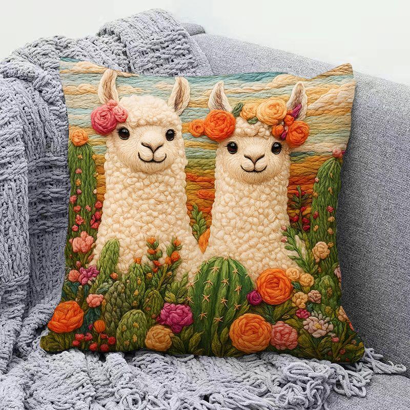 Adorable Alpaca Printed Pillow Soft Waist Cushion Living Room Sofa Decor Carriage Pillowcase Home Decorative Long Rectangle P...