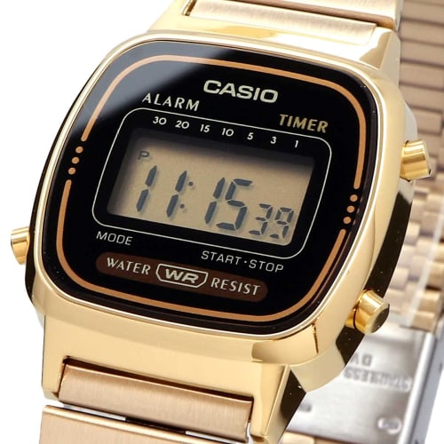 Casio CASIO watch ladies digital NEW design LA670WGA-1 gold x black overseas model