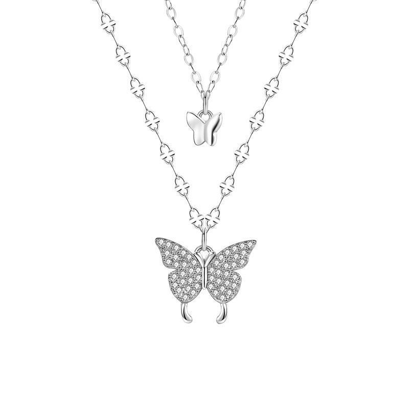 Butterfly Necklace New Year Design Sense Birthday Gift Double Layer Clavicle Chain