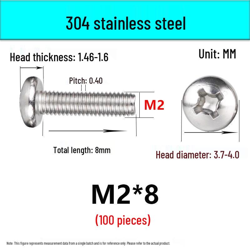 In-Stock 304 Stainless Steel Phillips Pan Head Machine Screw GB818